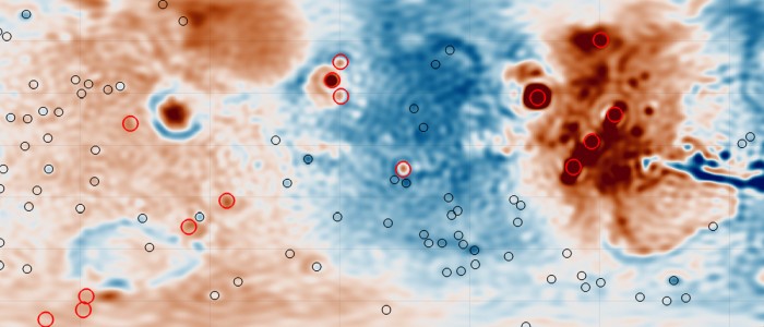 Гравітаційне картування виявило великі приховані структури під поверхнею Марса